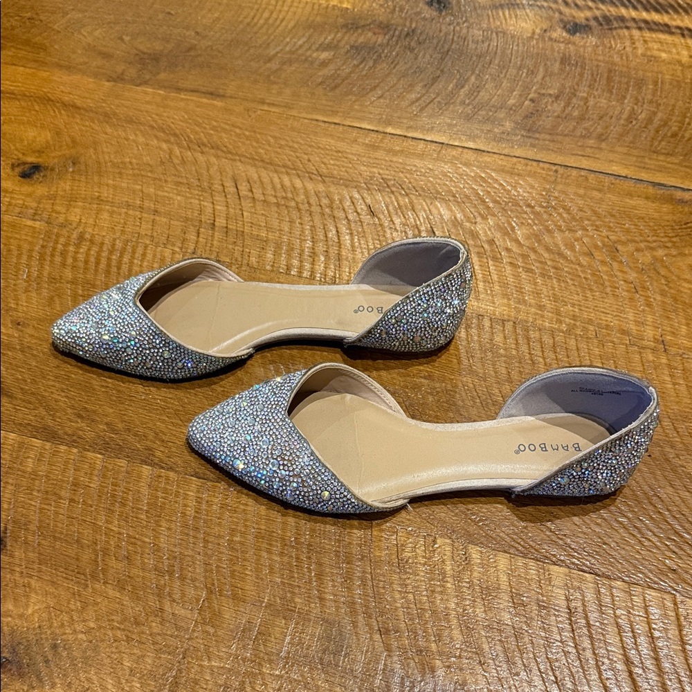 BAMBOO Silver Rhinestone Flats - Picture 2 of 7